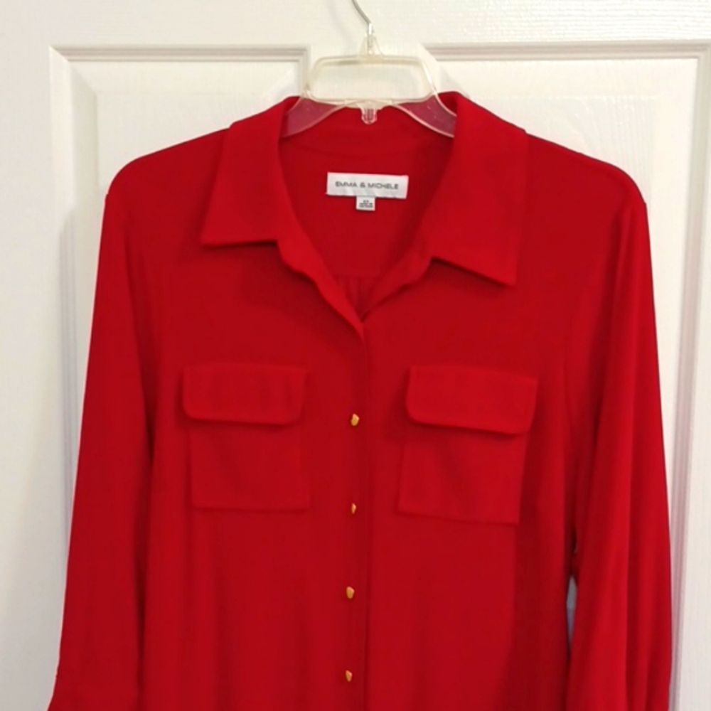 Red button down dress